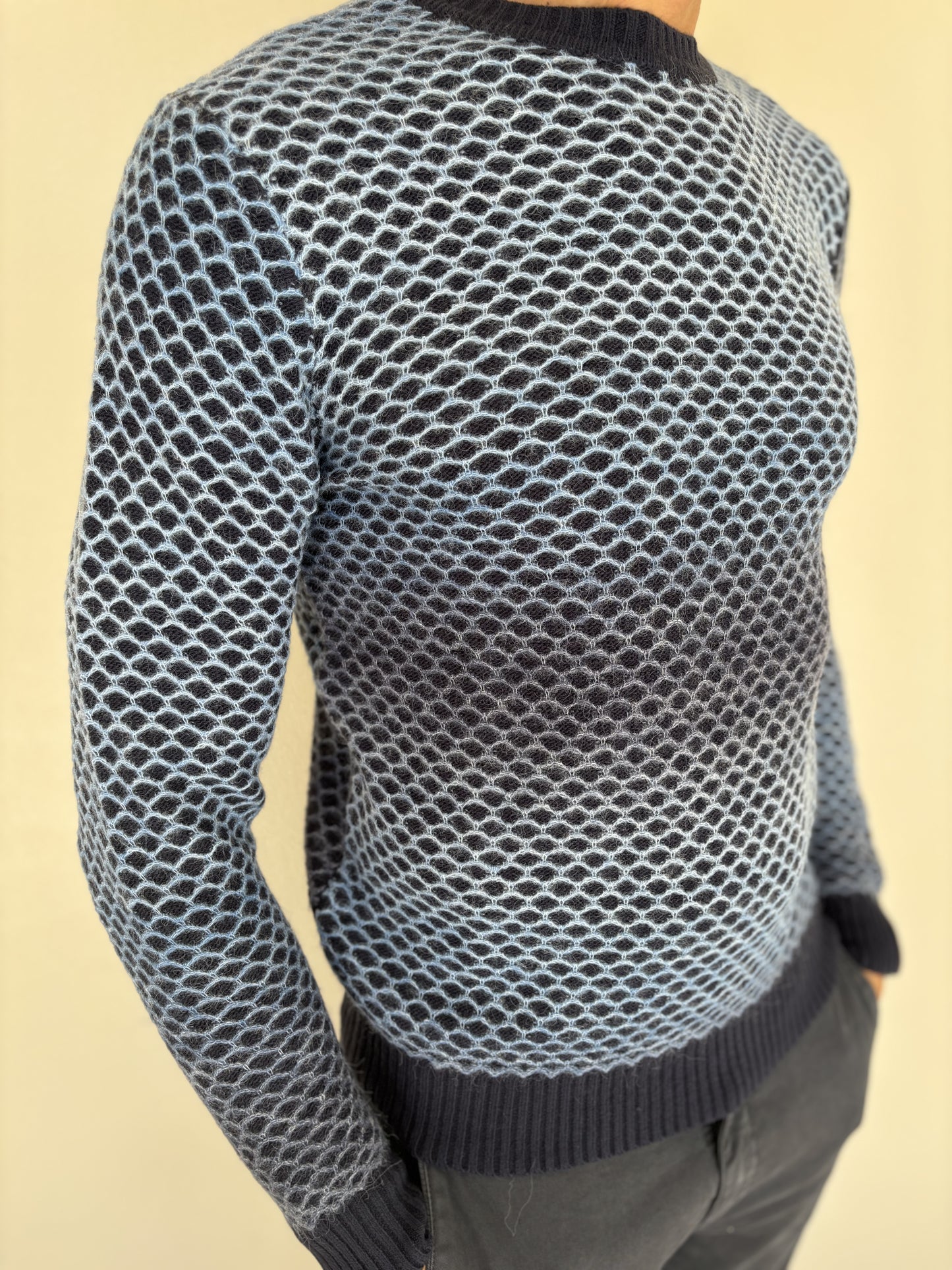 Markup Maglia girocollo, nido d'ape filo celeste BLU