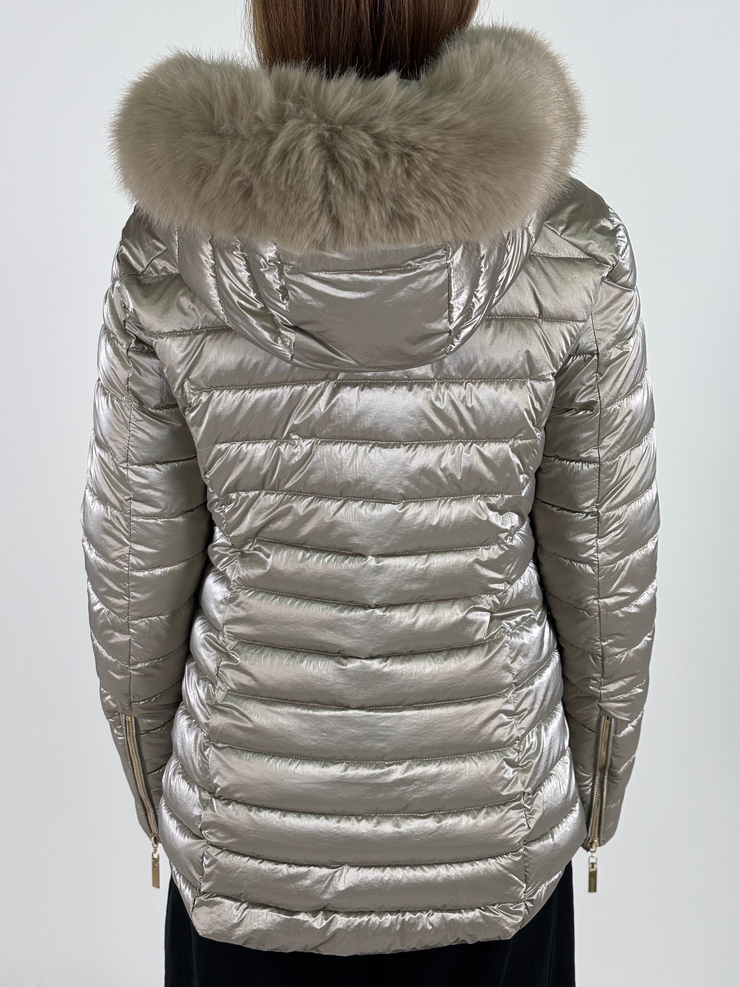 Relish Piumino corto effetto satin con cappuccio CHAMPAGNE