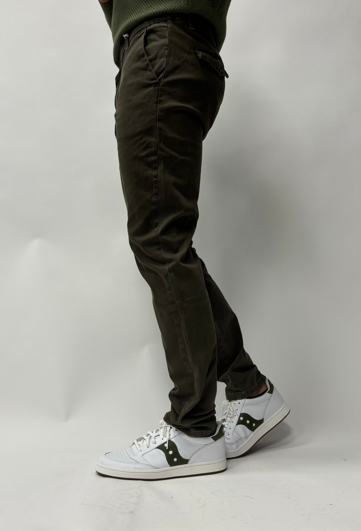 Rytual Pantalone chino, stone wash elasticizzato, slim FANGO