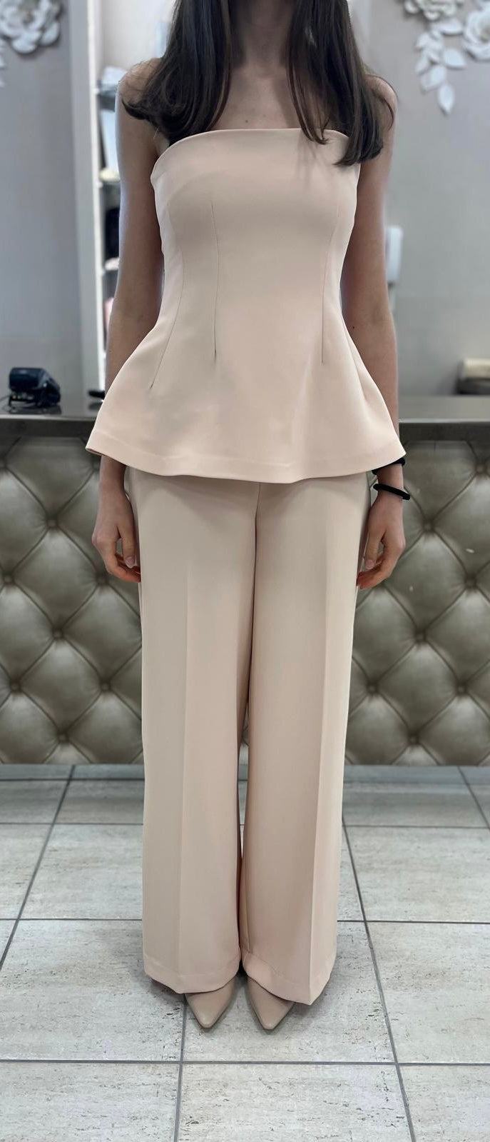 Tensione In Tuta a fascia peplum ROSA