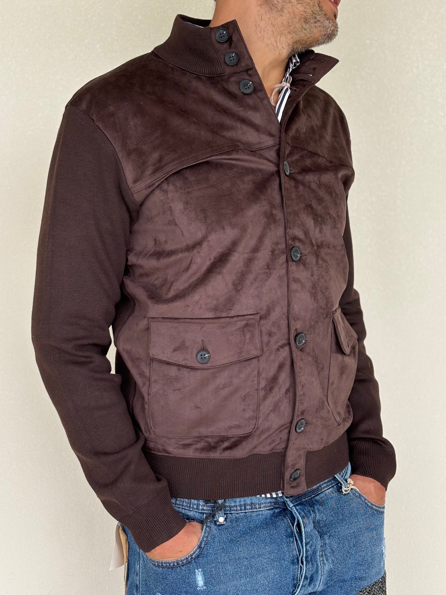 Loft88 Giaccamaglia simil dainetto davanti MARRONE