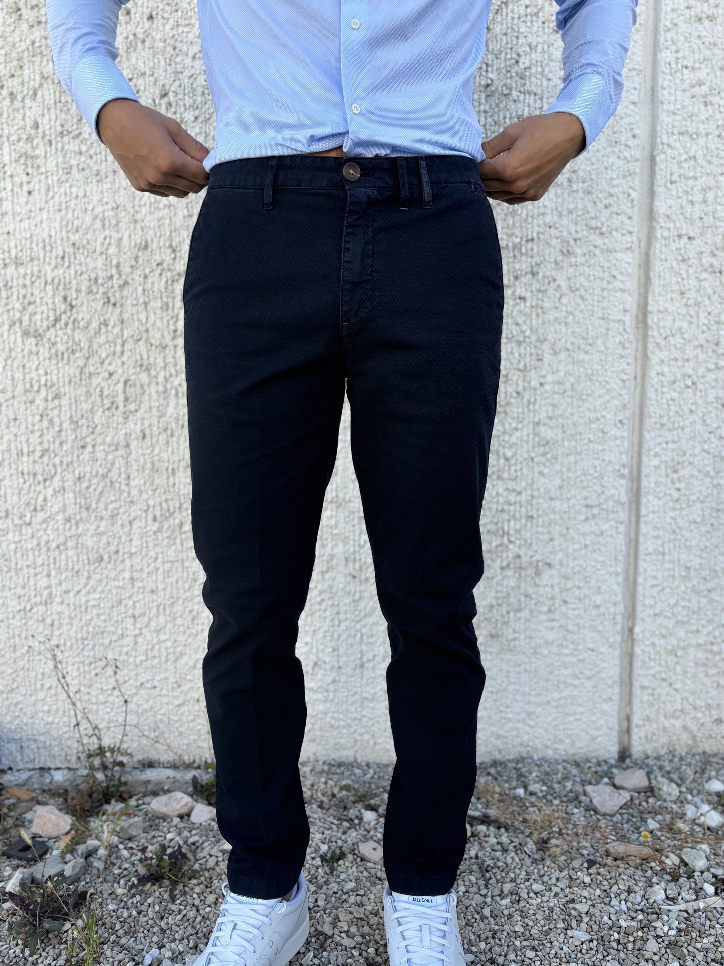 Savoir Faire pantalone tasca uomo microfantasia BLU