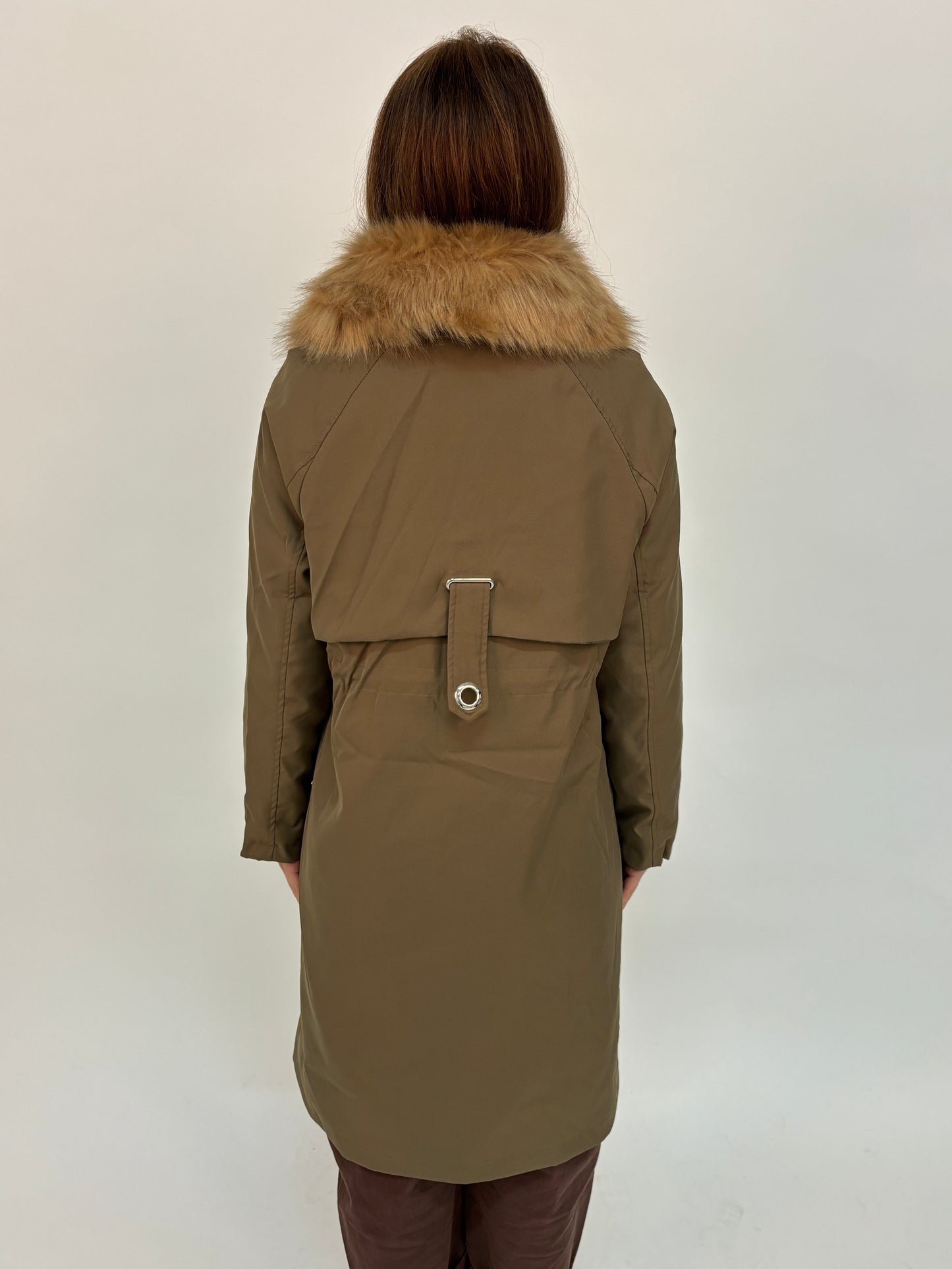 Molly Bracken Parka lungo con colletto in ecopelliccia KAKI