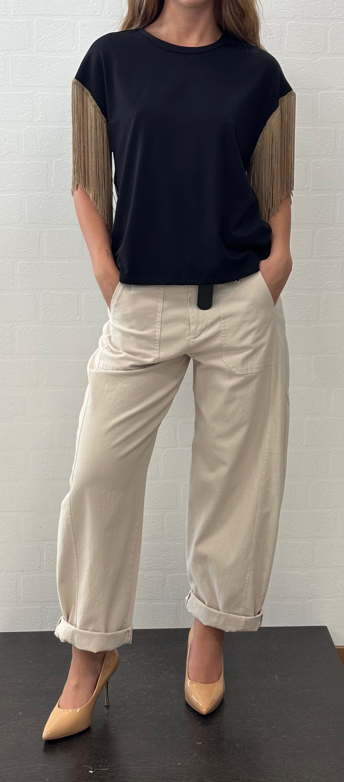 Susy Mix Pantalone ovetto con cinta BEIGE