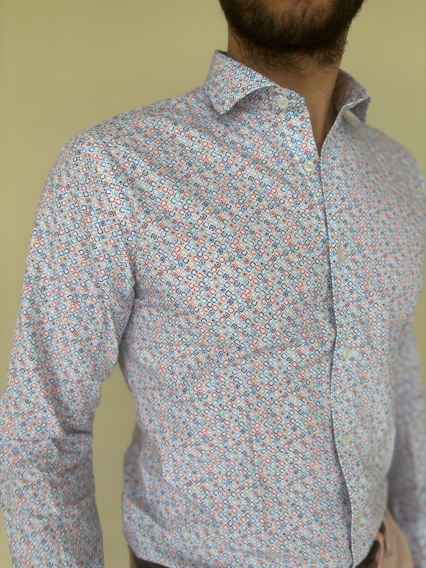 Alessandro Lamura Camicia fantasia rombi piccoli MULTICOLOR