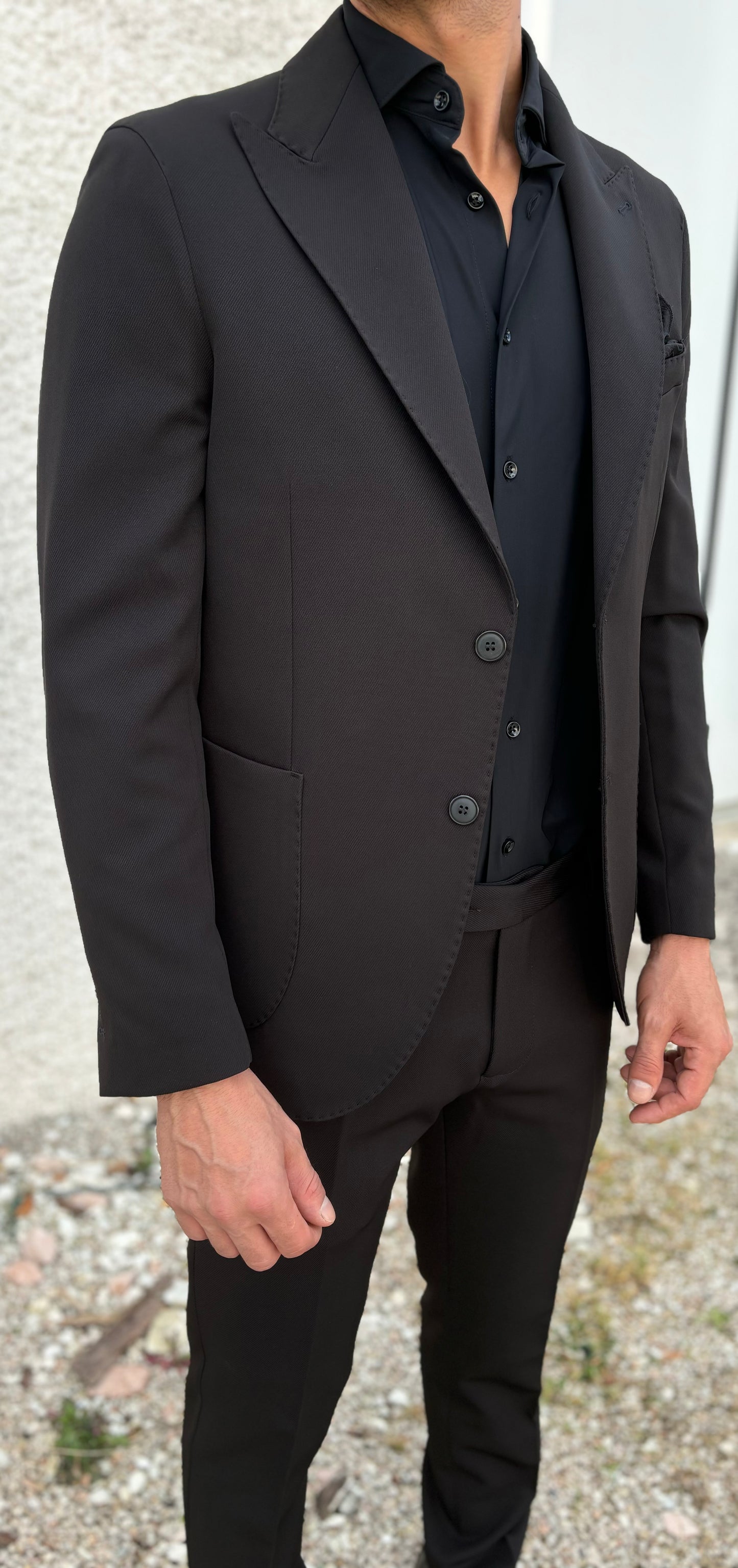 Loft88 Abito microfantasia righe diagonali NERO