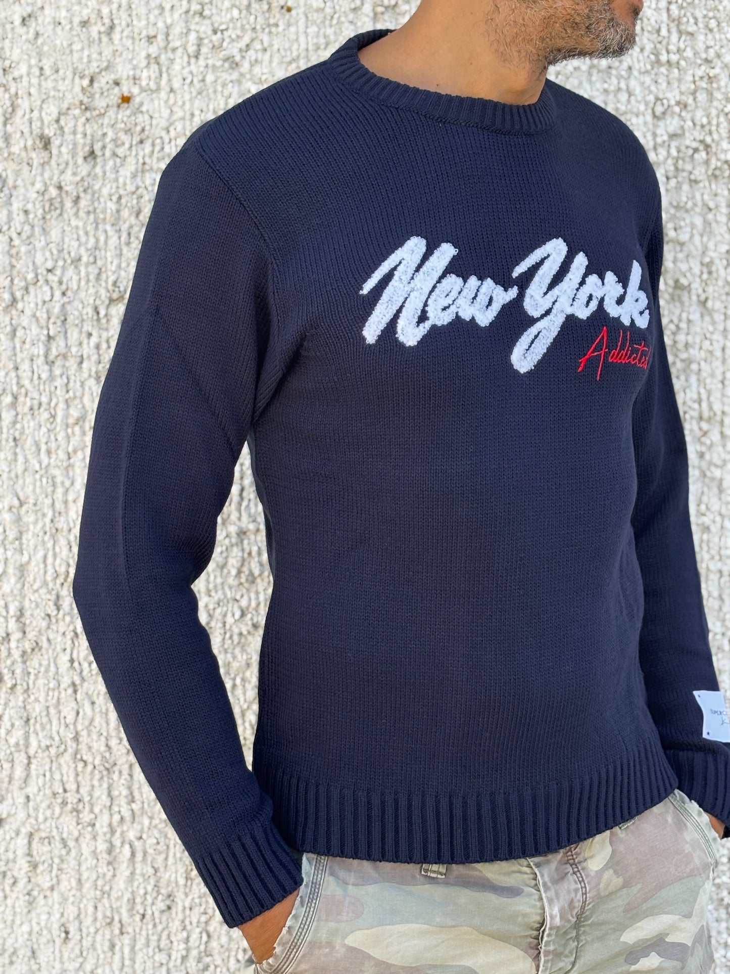Superculture Maglia girocollo scritta New York bianco BLU