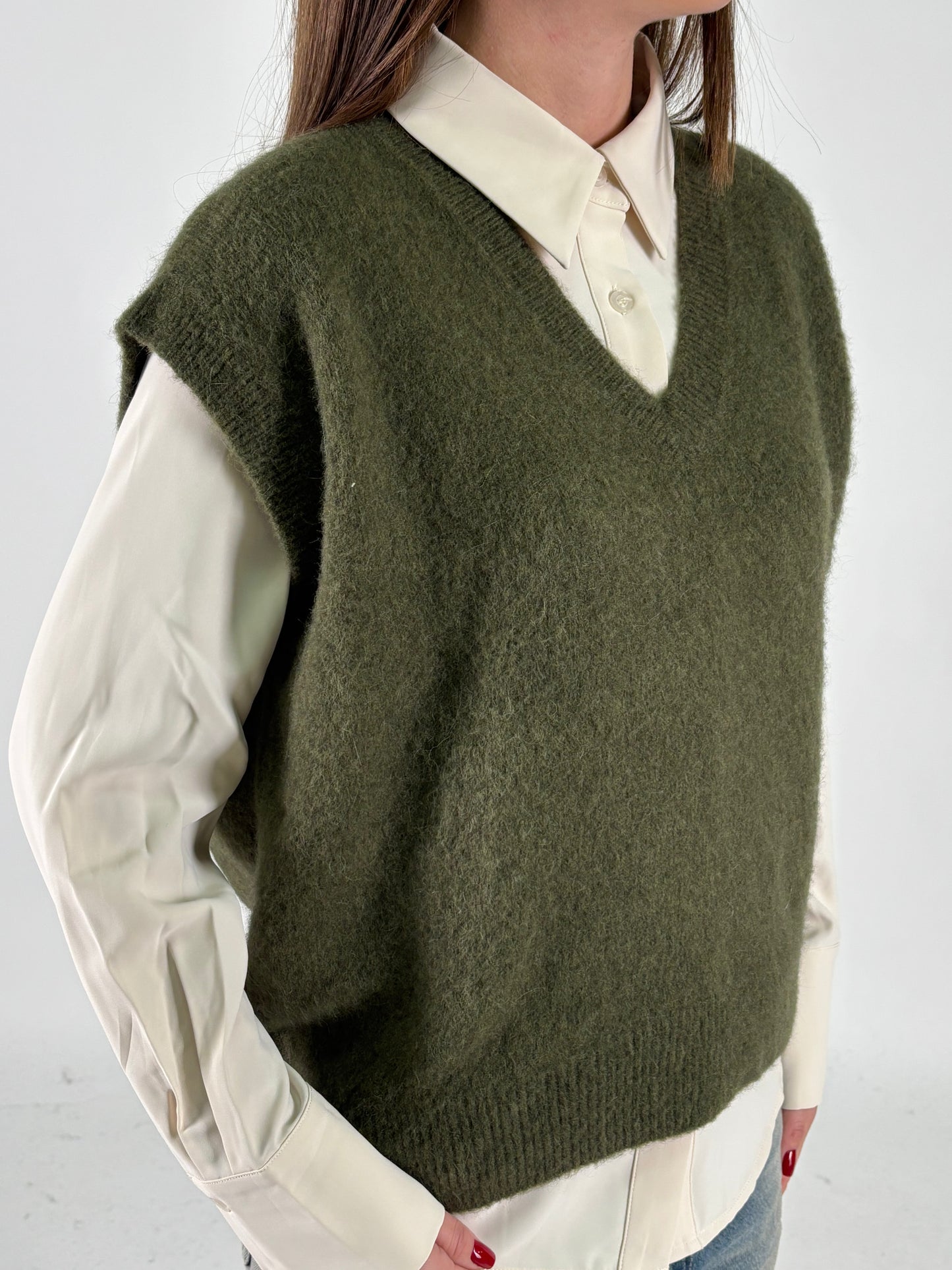 DIXIE gilet mohair MILITARE