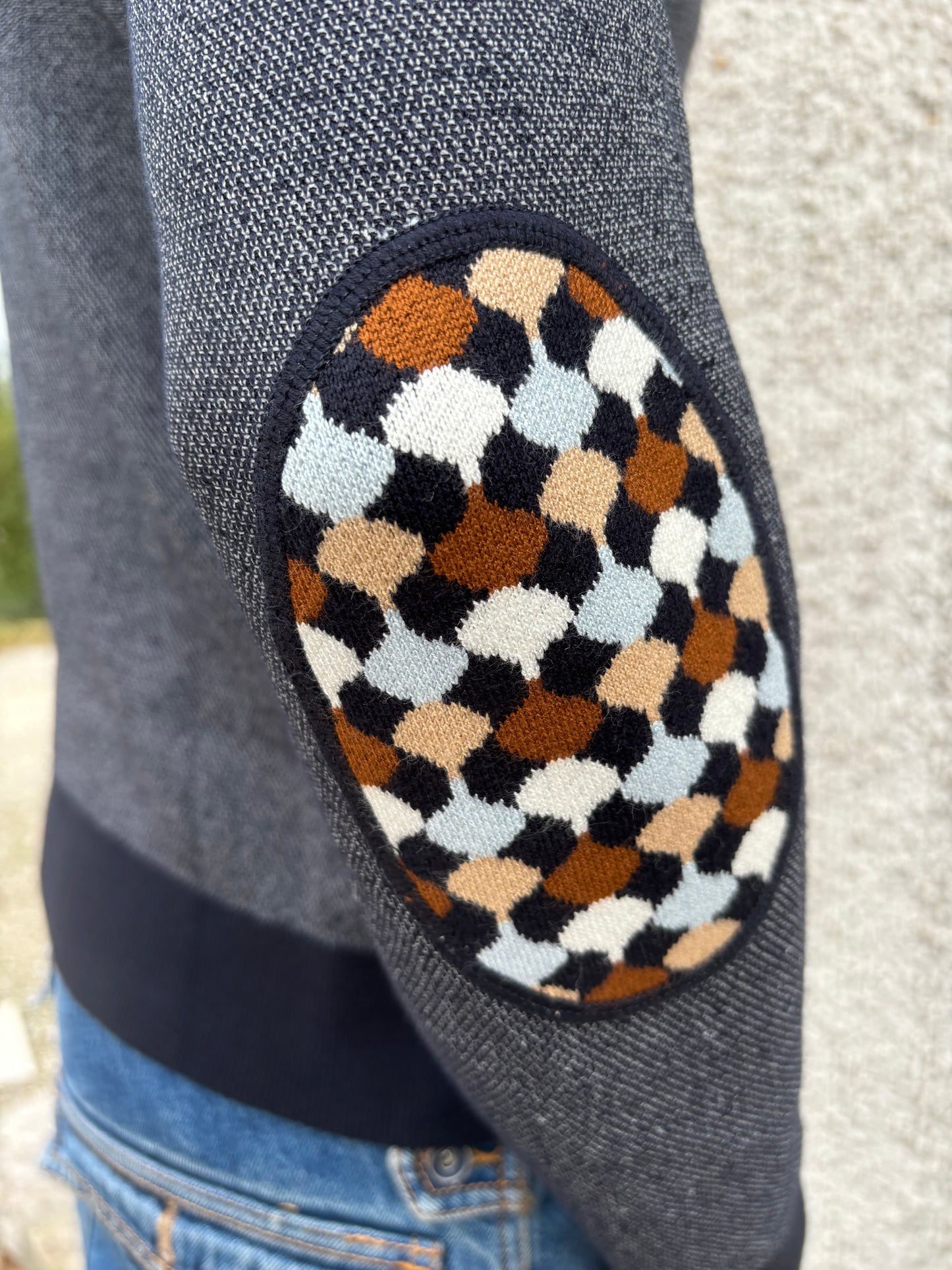 Markup maglia viscosa giro punto riso vanisè toppa maniche a bolli BLUE