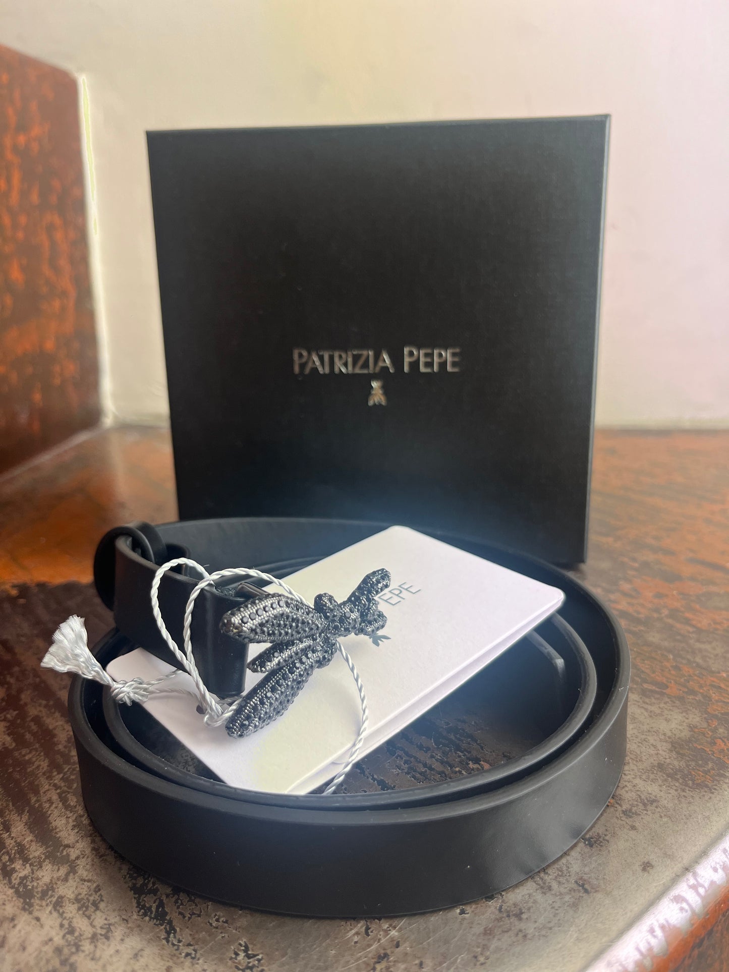 Patrizia Pepe Cintura NERA fibbia logo STRASS