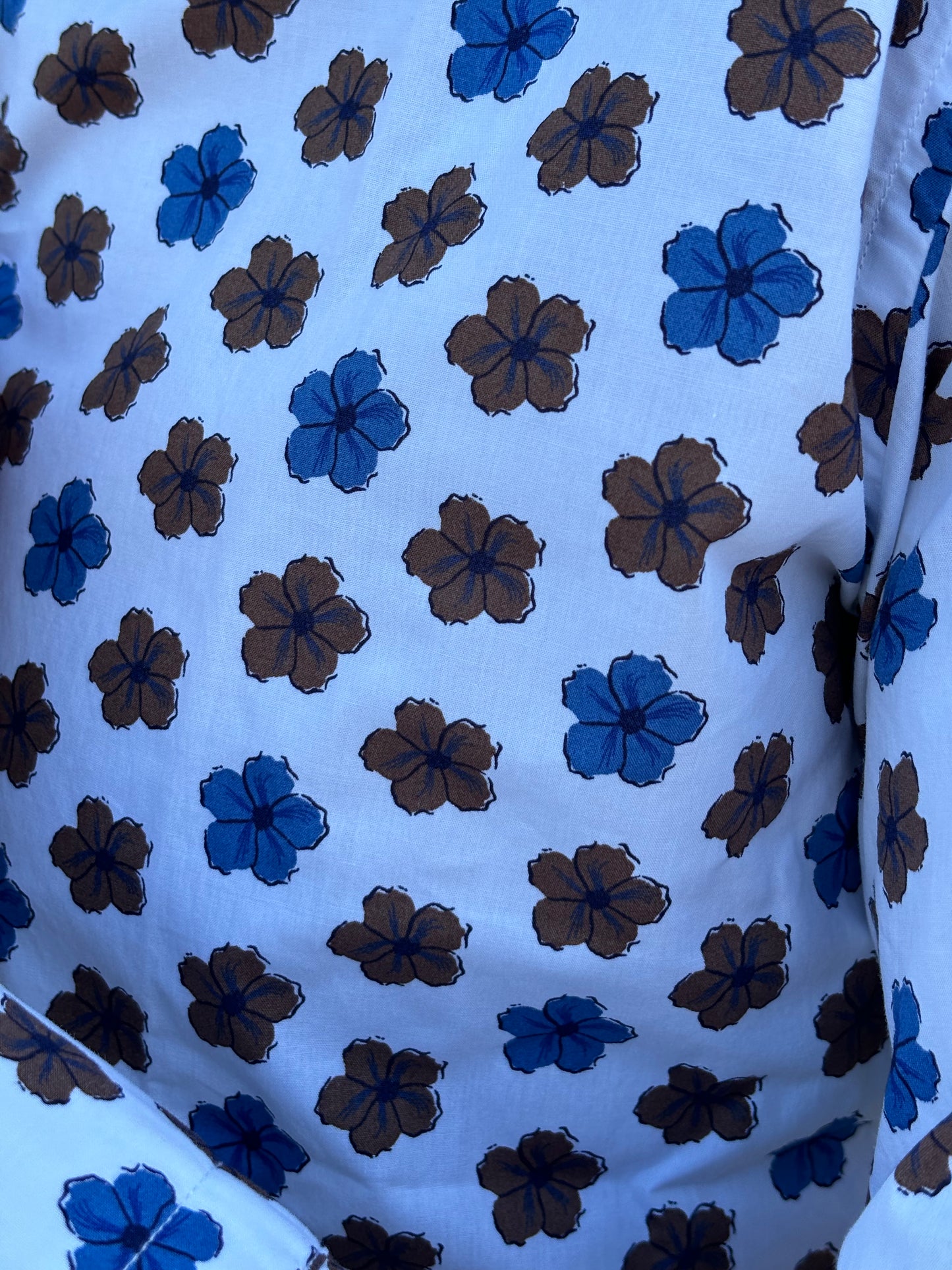 Bastoncino camicia fiori marrone e avio