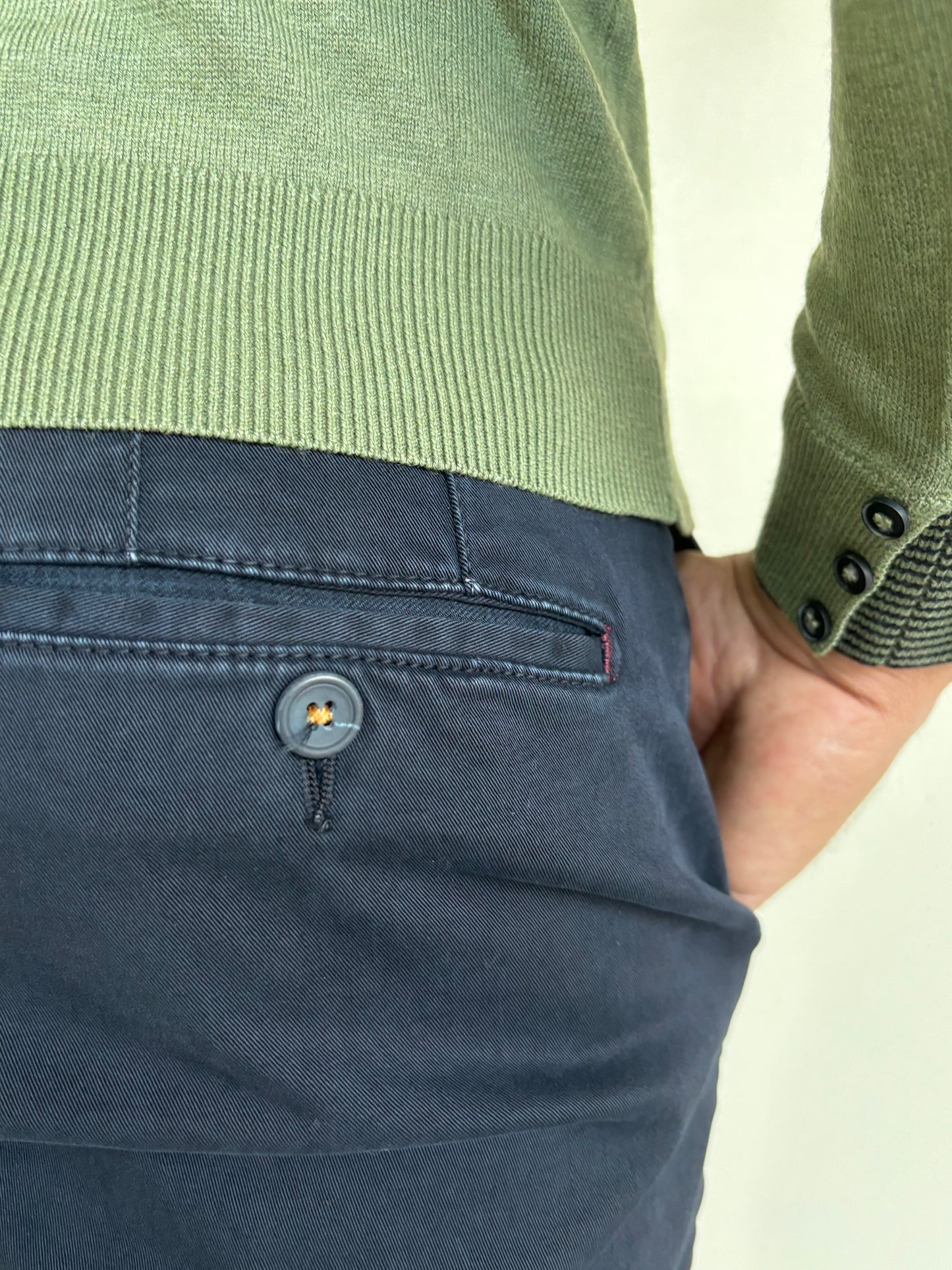 Loft88 Maglia misto lana girocollo doppio collo con polsini doppi con bottoni VERDE