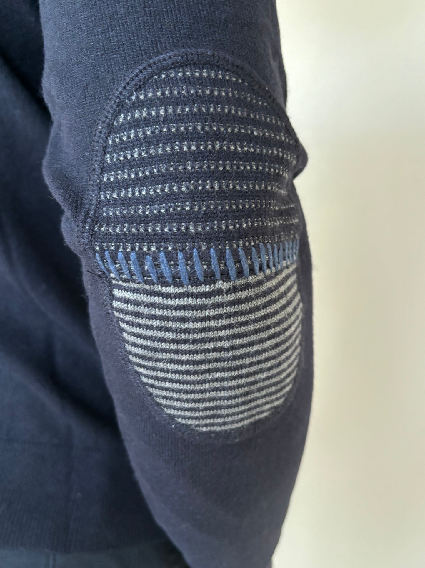 Loft88 maglia girocollo bordo sul collo e toppe a righe BLU NAVY