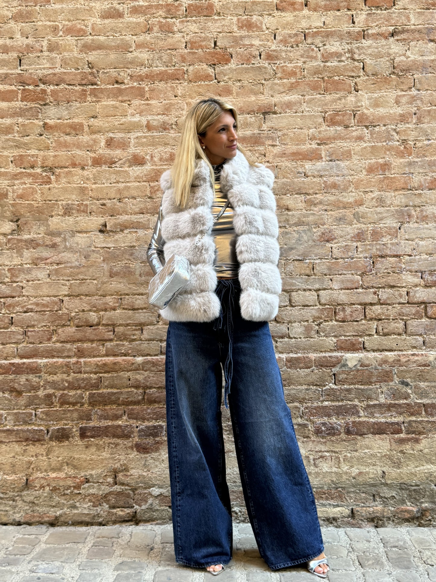 Patrizia Pepe Maglia manica lunga collo alto ARGENTO