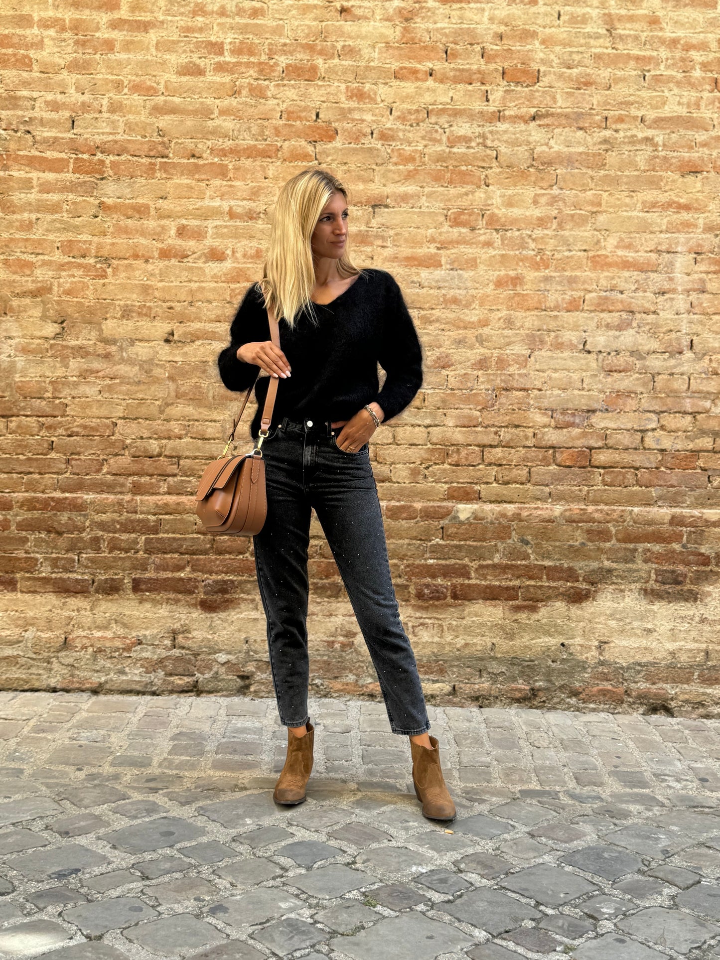 Dixie Jeans con applicazioni strass neri