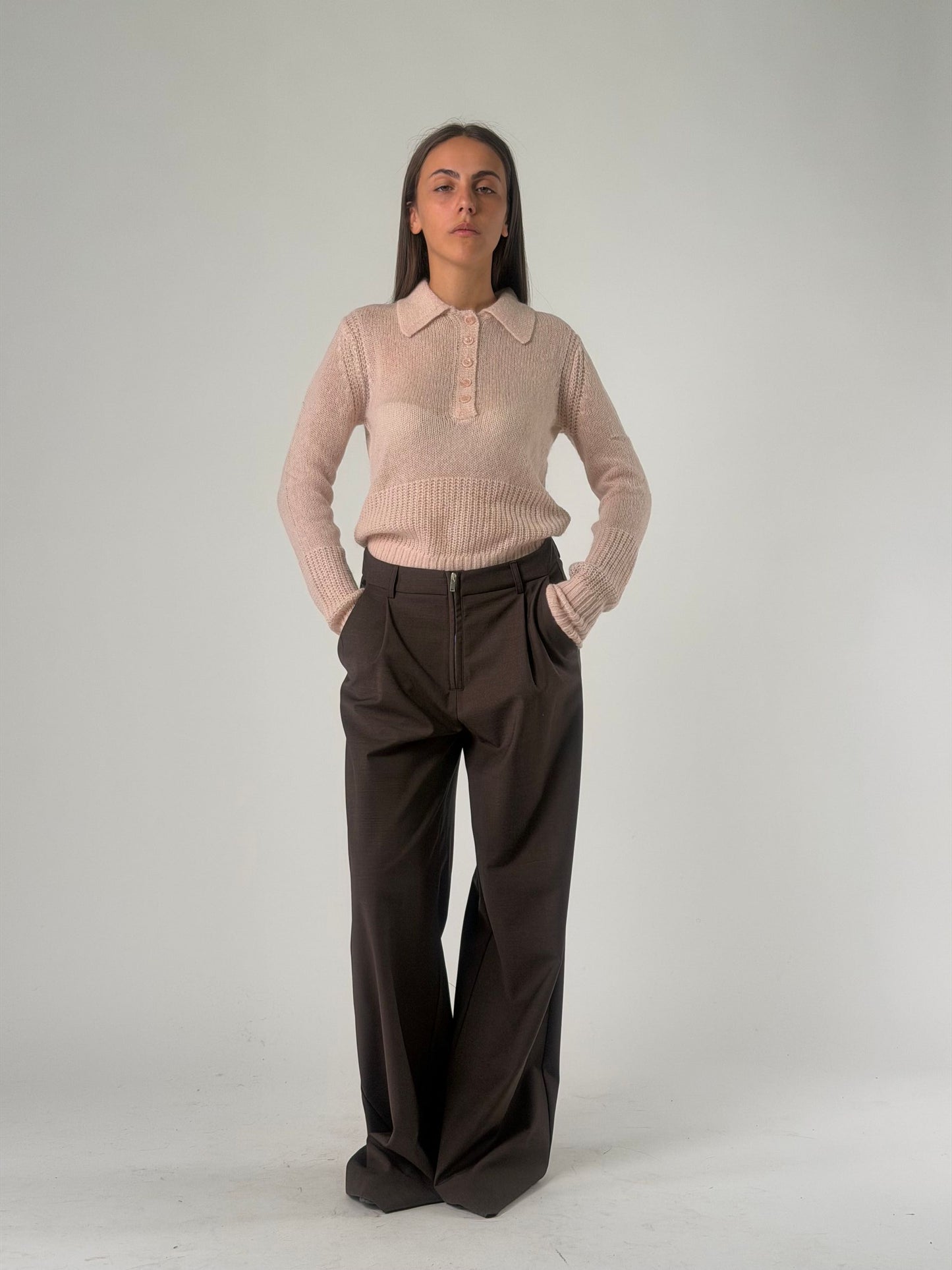 Pantalone palazzo con pence