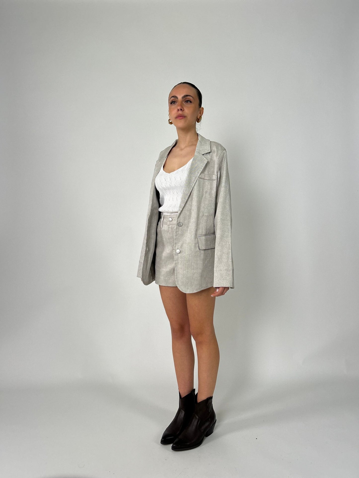 Giacca beige laminata