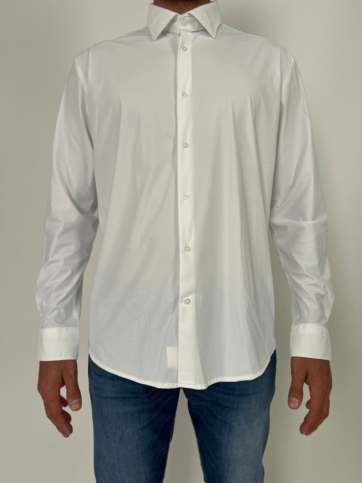 philotinto camicia tessuto tecnico no stiro tinta unita bianco