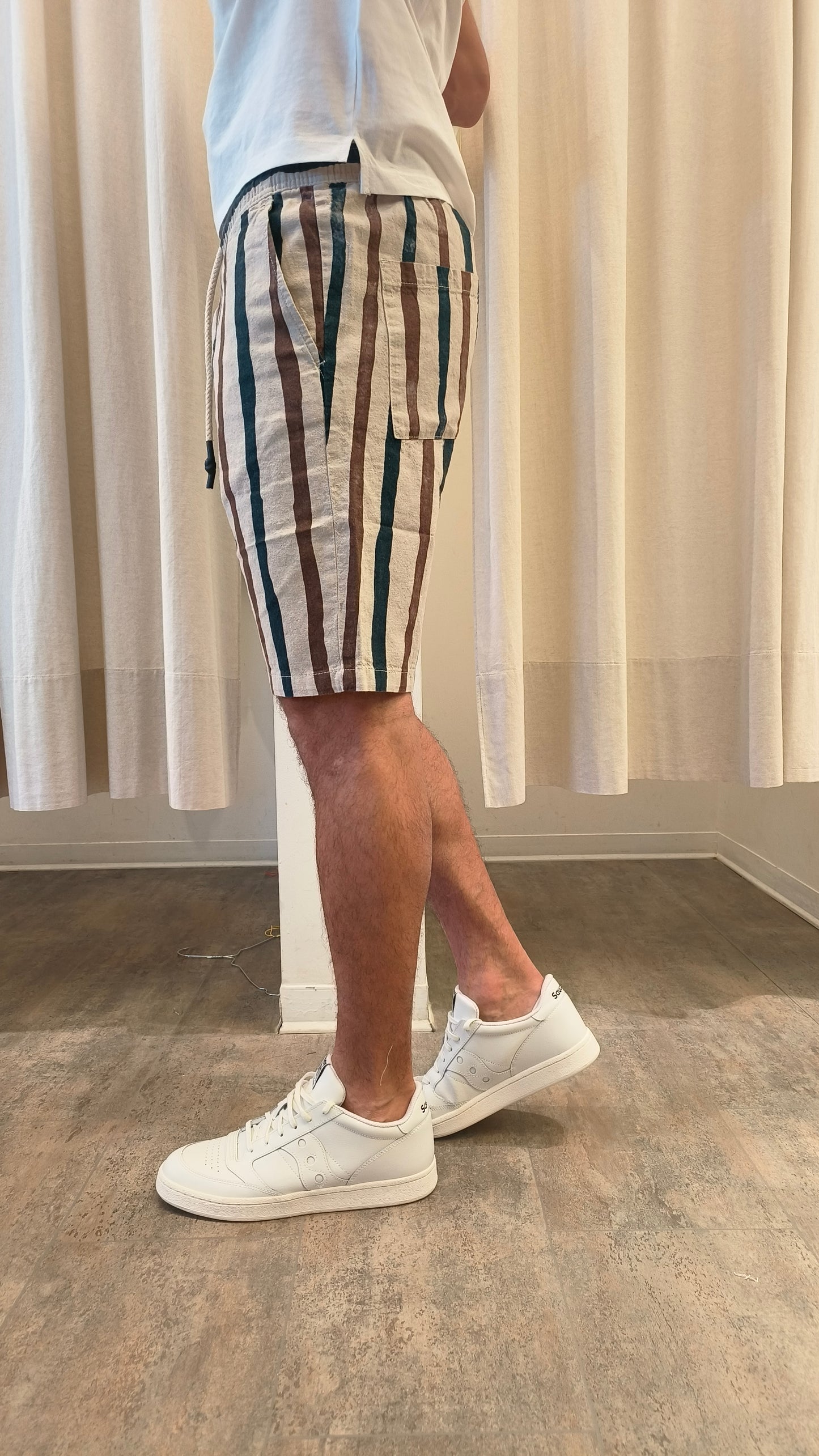 Philotinto bermuda lino righe BLU