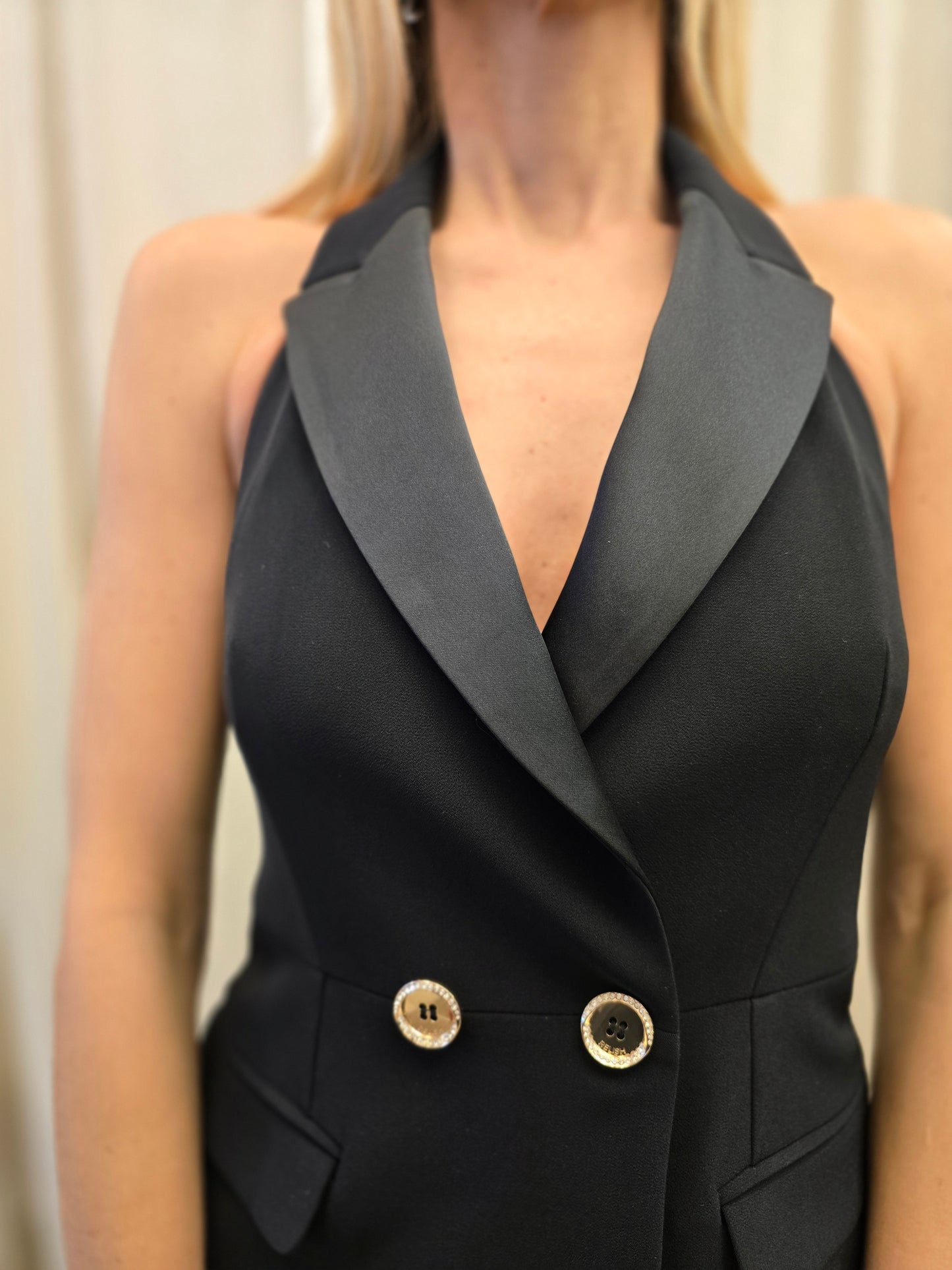 Relish Abito all'americana bottoni oro strass NERO