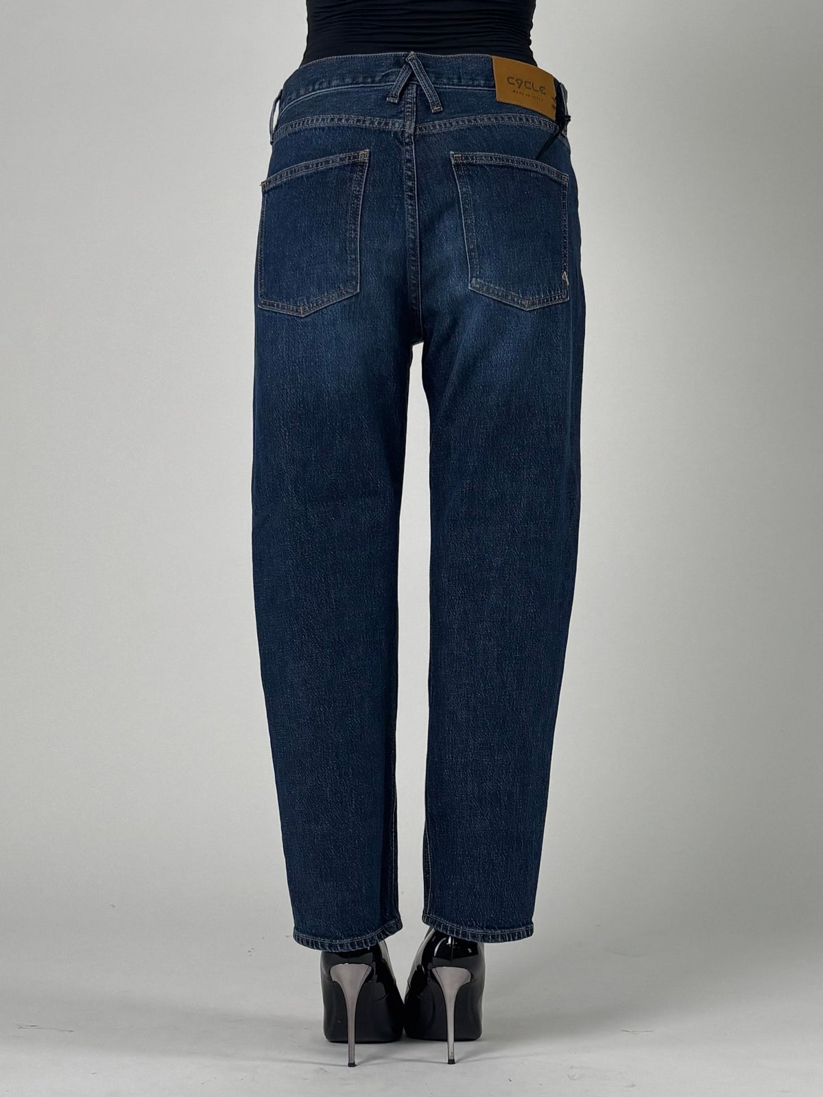 Jeans vita media cropped mom fit