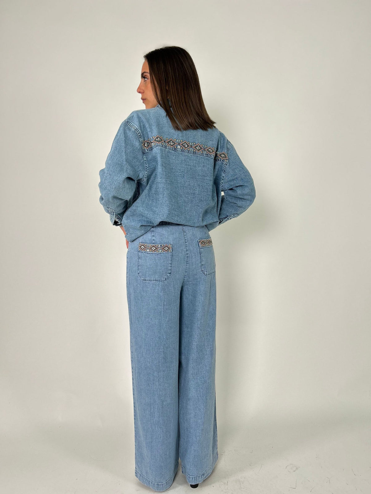 Pantalone palazzo effetto jeans