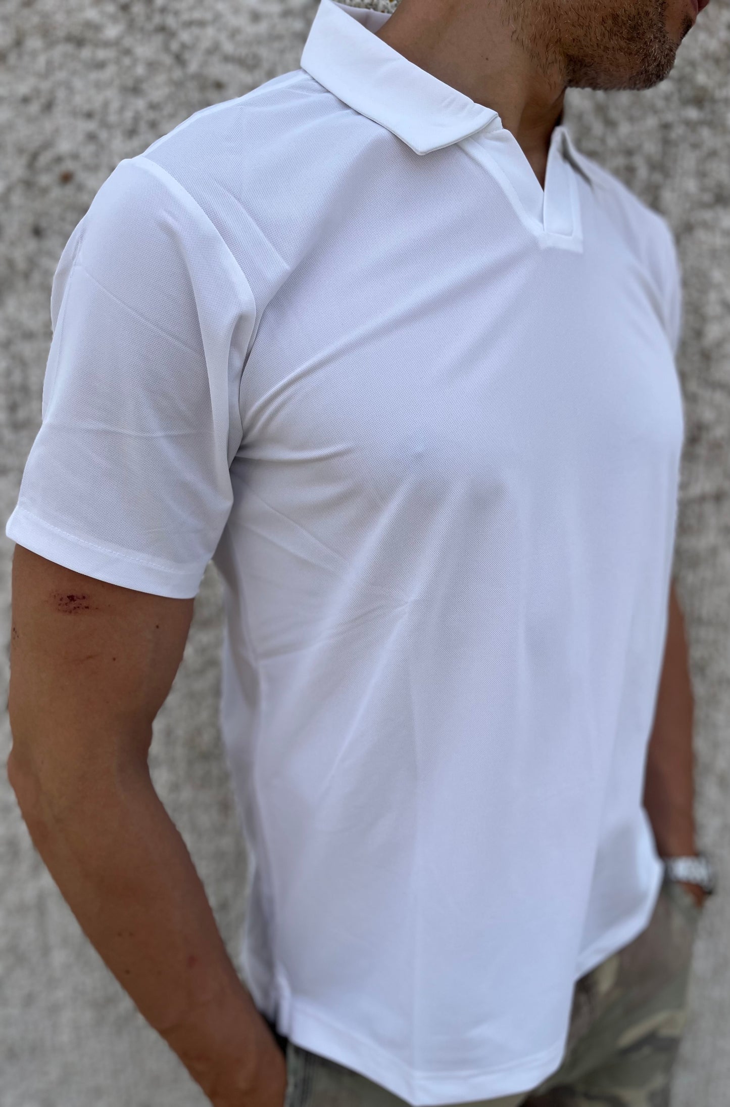 loft88 polo mezza manica tessuto tecnico piquet colo derby BIANCO