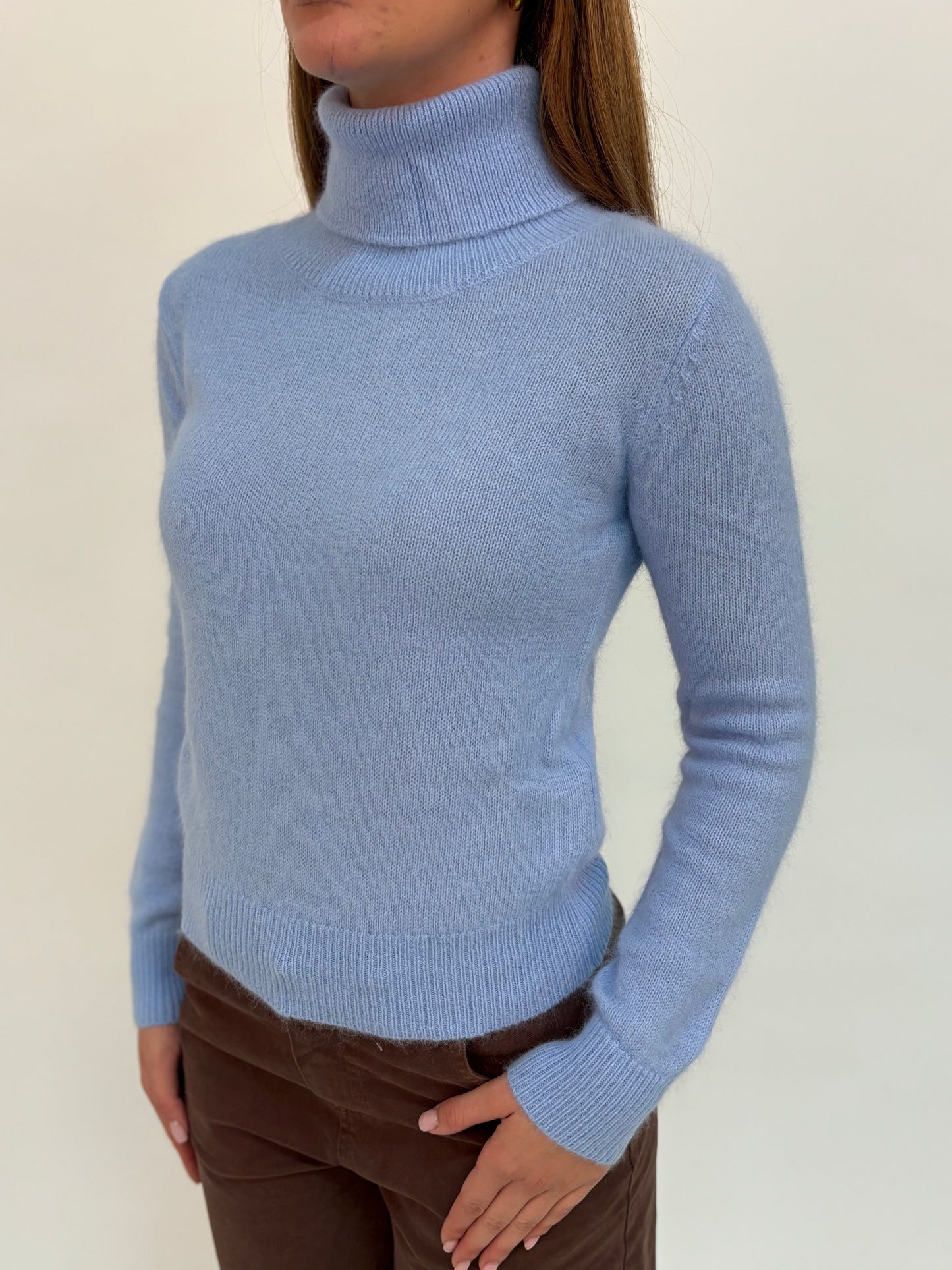 Kocca Maglia collo alto angora/lana CELESTE