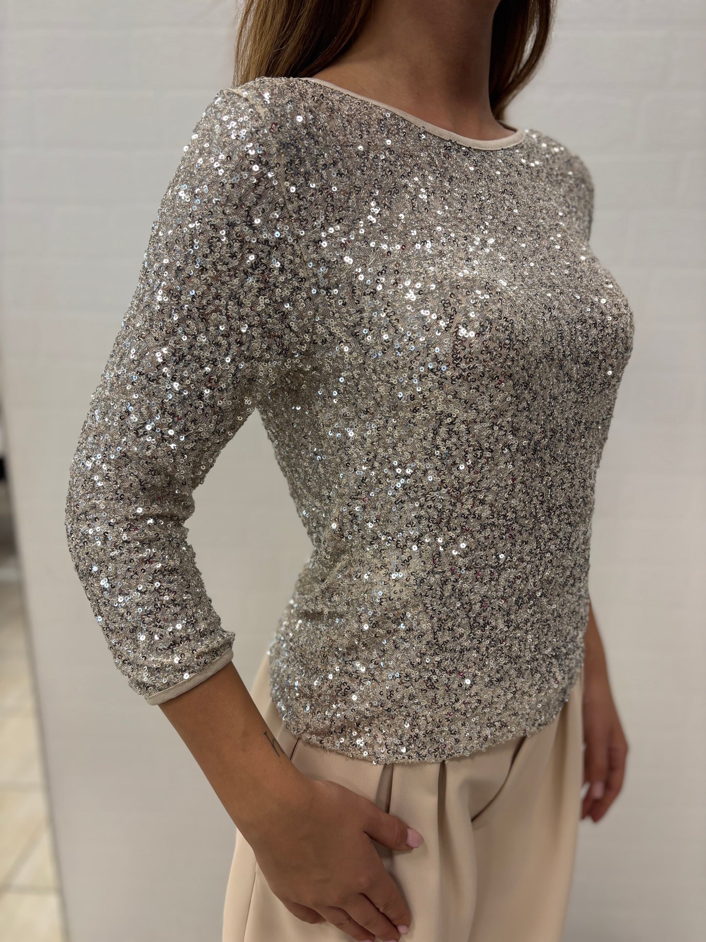 Susy Mix Maglia in paillettes ARGENTO