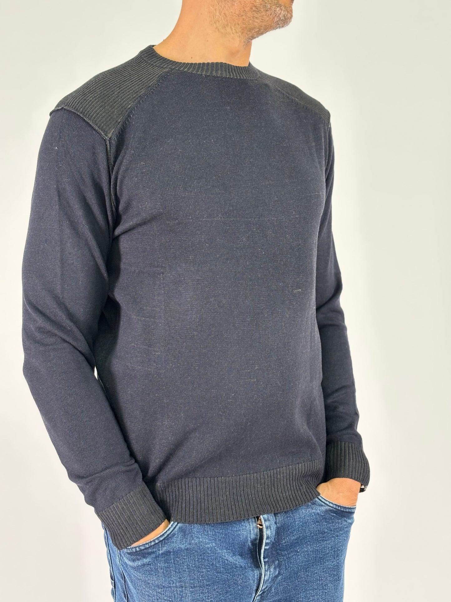 Loft88 Maglia girocollo ml costine sulla spalla BLU