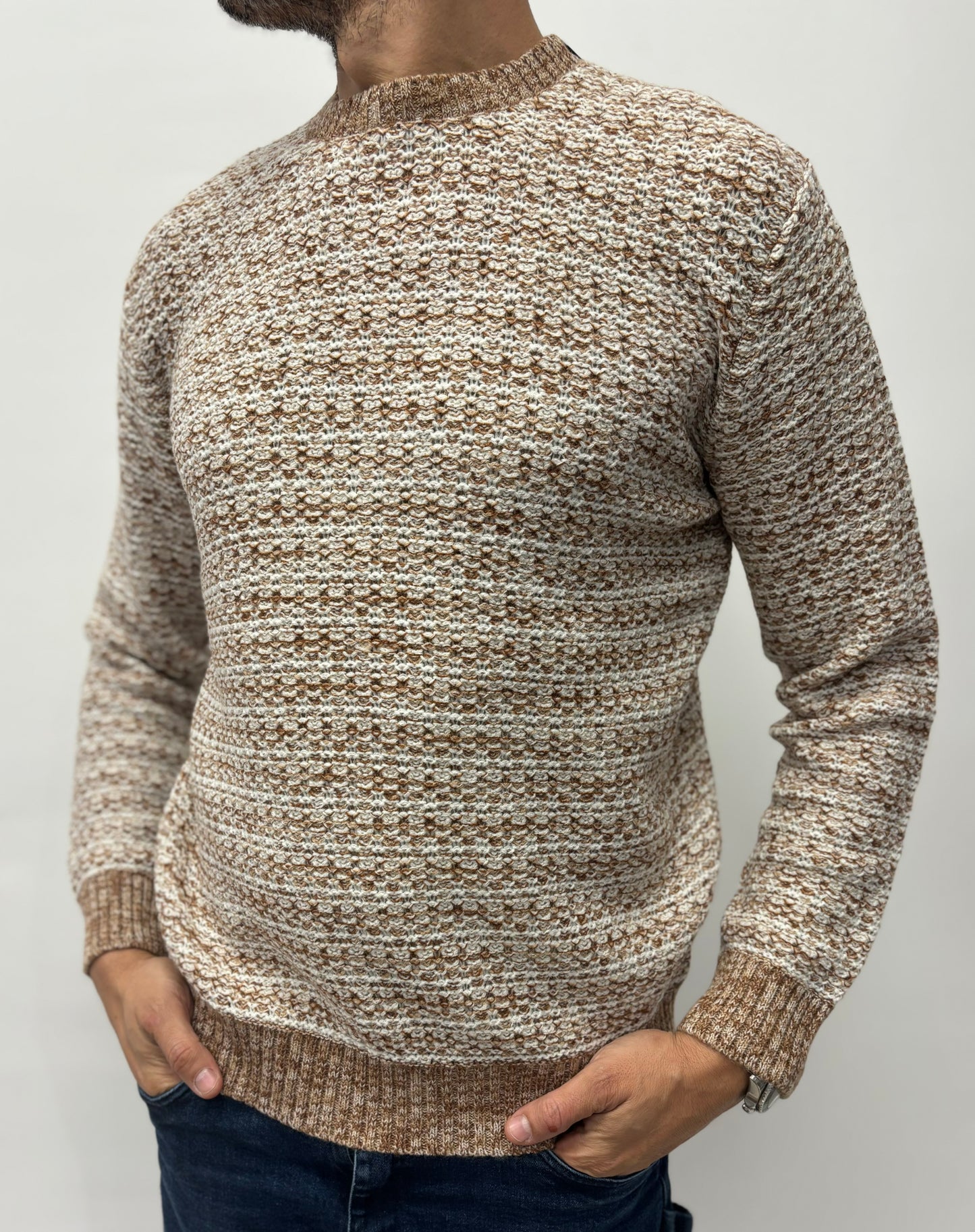 Markup maglia girocollo lana strutturato BEIGE