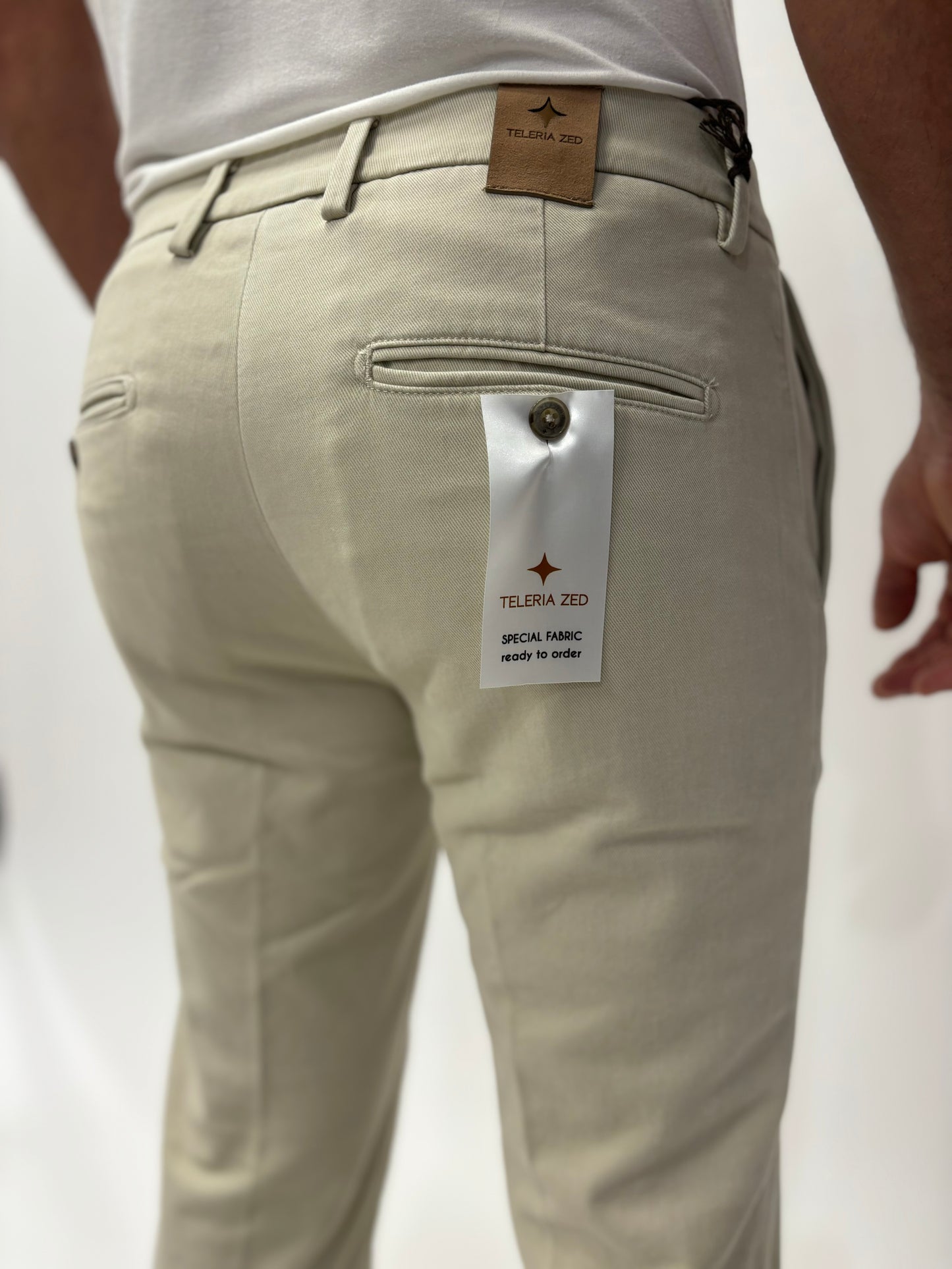 Teleria Zed Pantalone chino cotone tessuto diagonale BEIGE