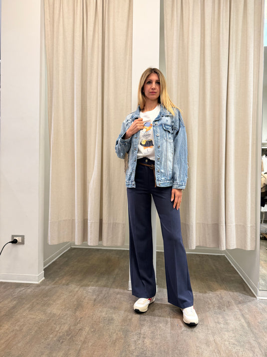 Eco Pantalone a palazzo con cintura BLU