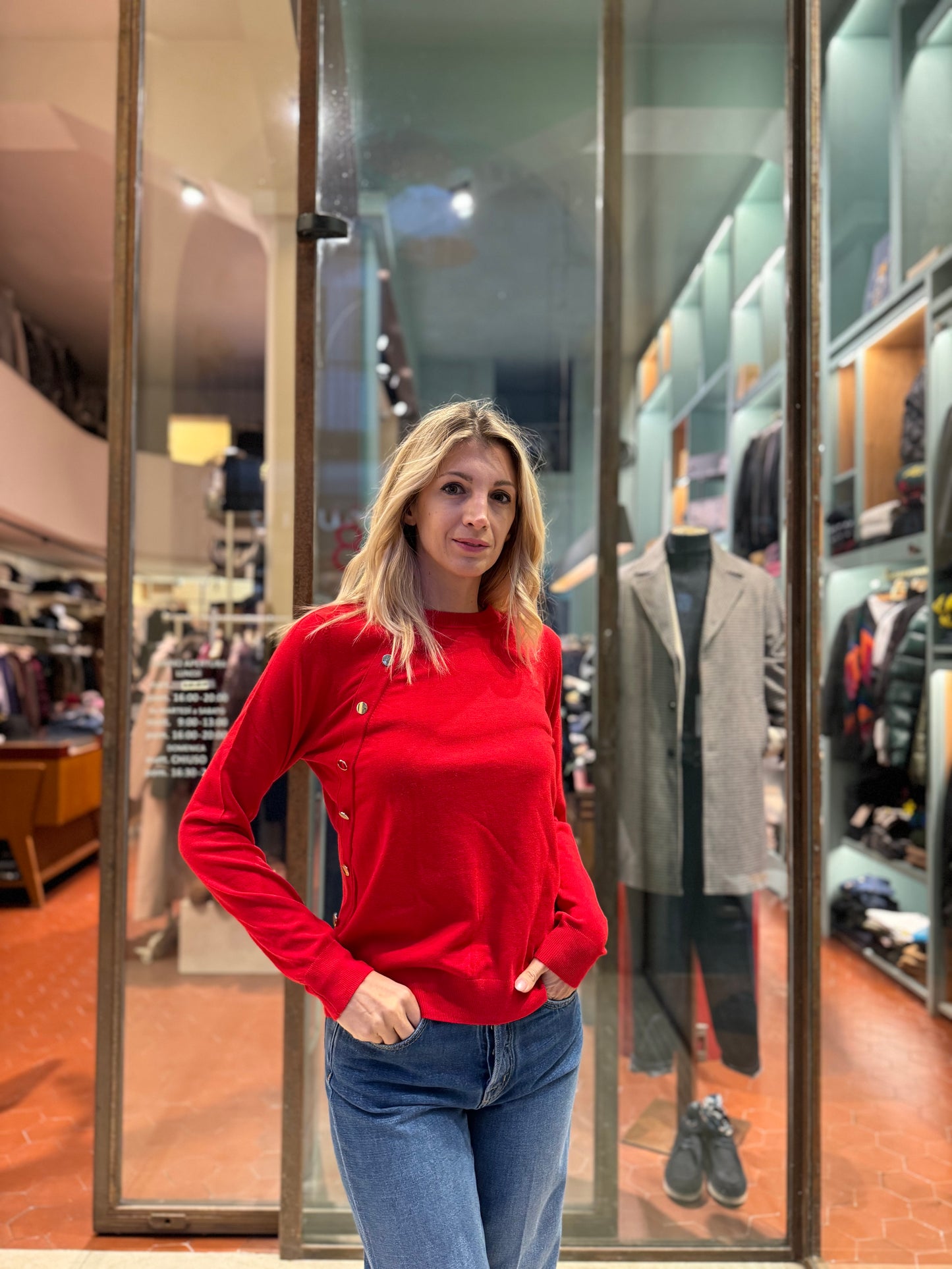 Kocca Maglia m/l con abbottonatura laterale ROSSO