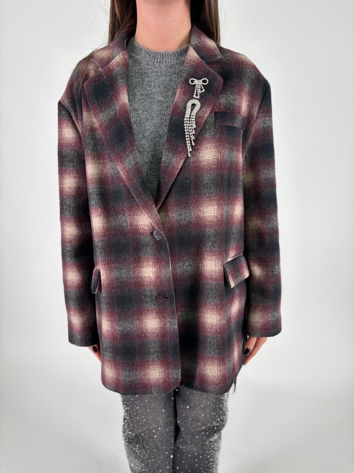 DIXIE giacca scacchi over BORDEAUX