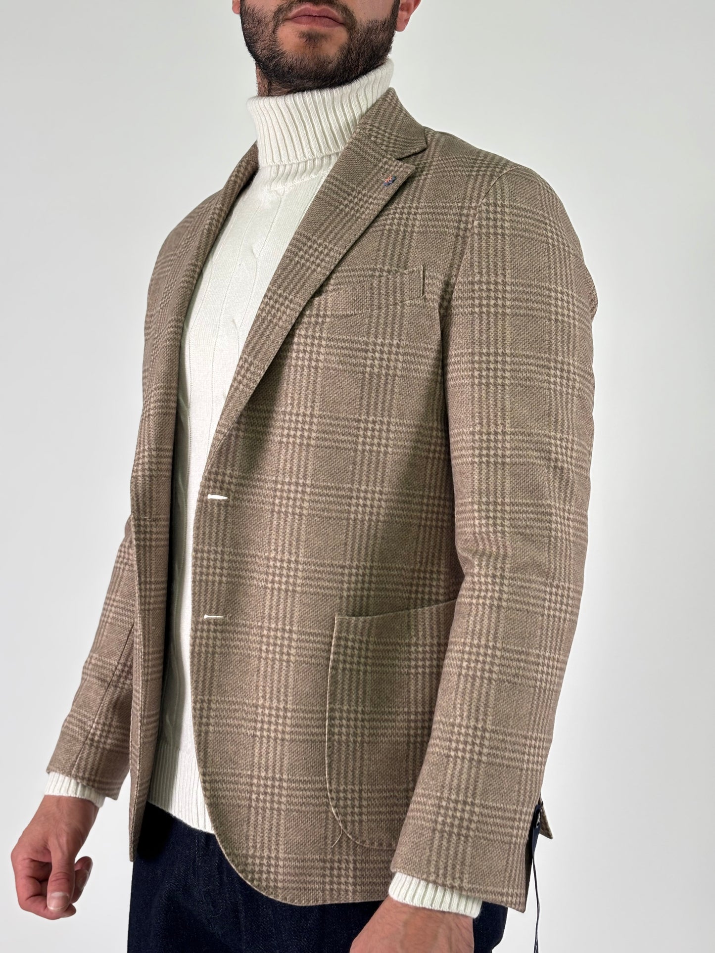 Bharnaba giacca jersey scacchi BEIGE