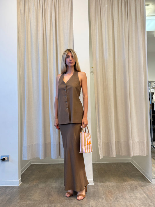 Susy mix completo gilet+gonna MARRONE