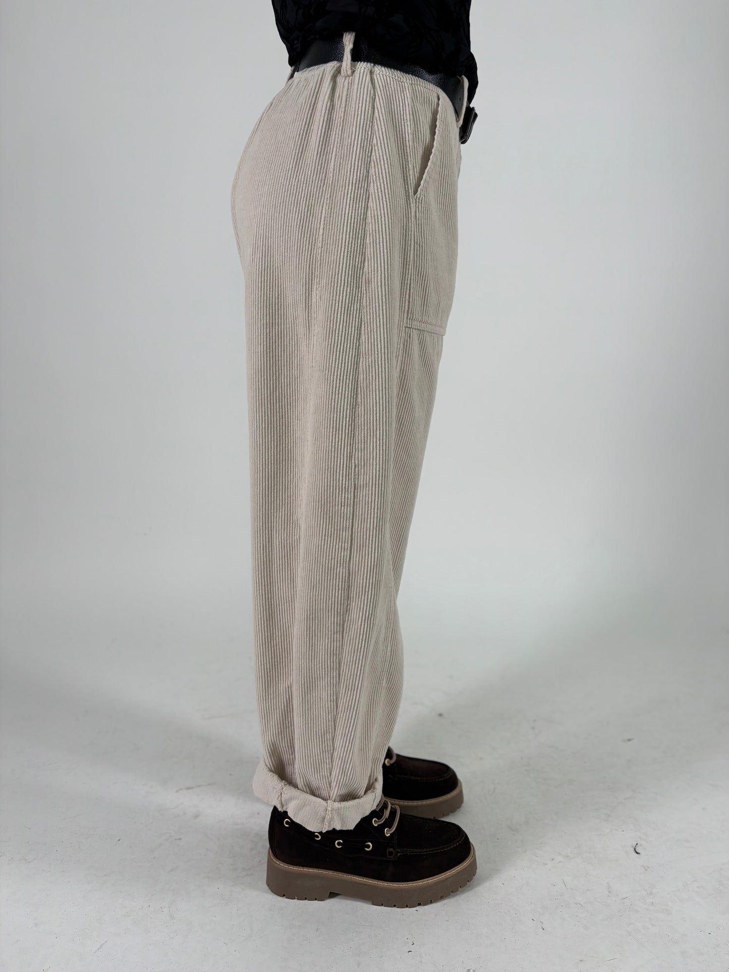 SusyMix pantalone ovetto velluto a coste PANNA