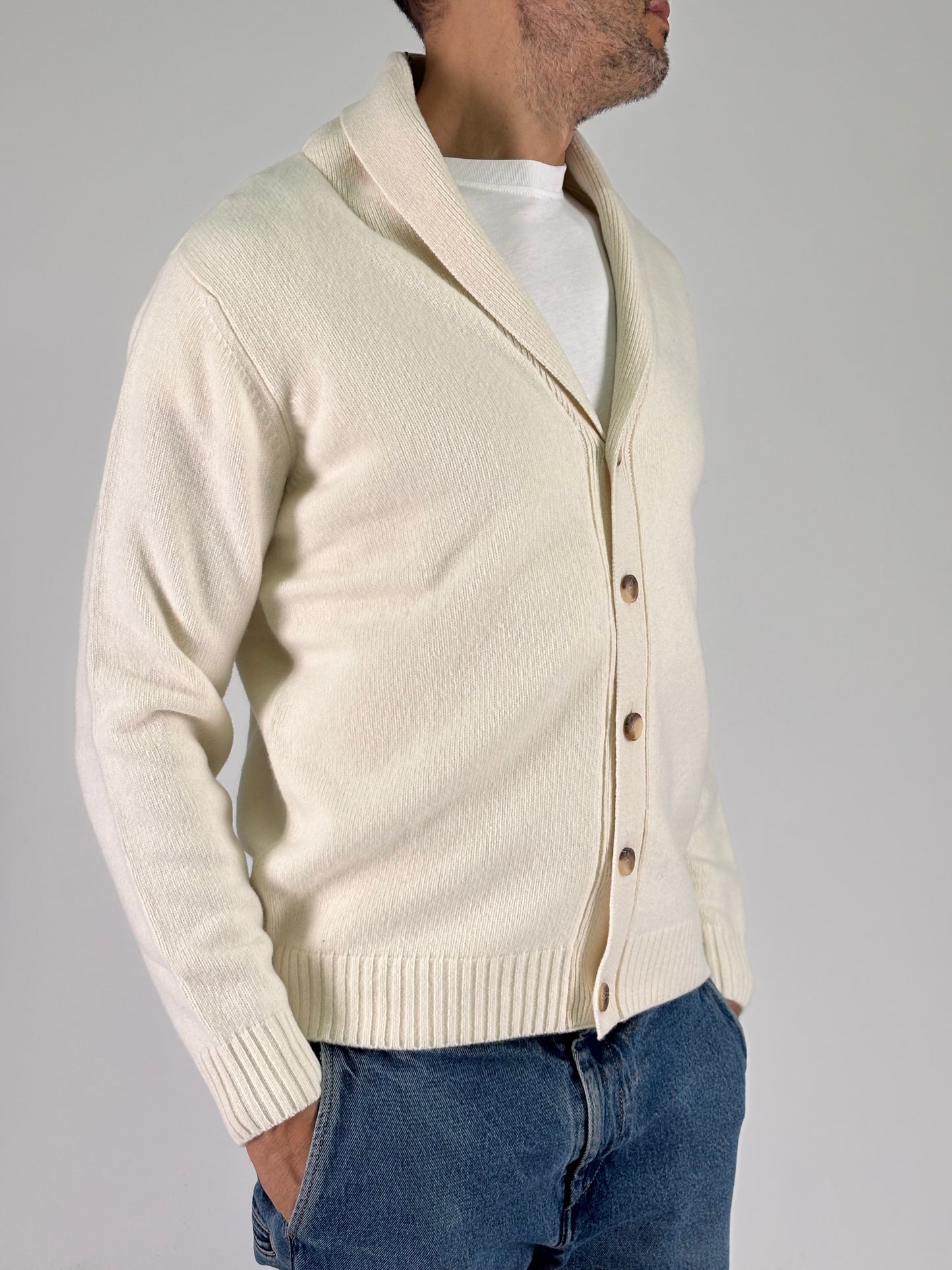 Sporting Mare Giacca maglia in lana PANNA