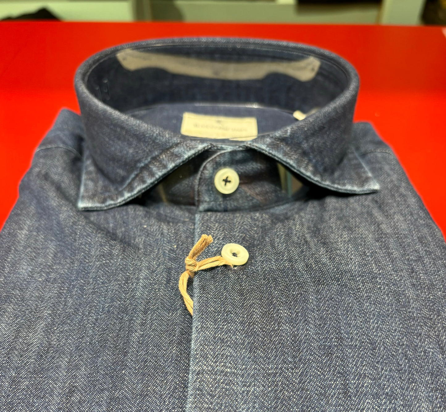 Bastoncino Camicia di cotone effetto jeans BLU DENIM