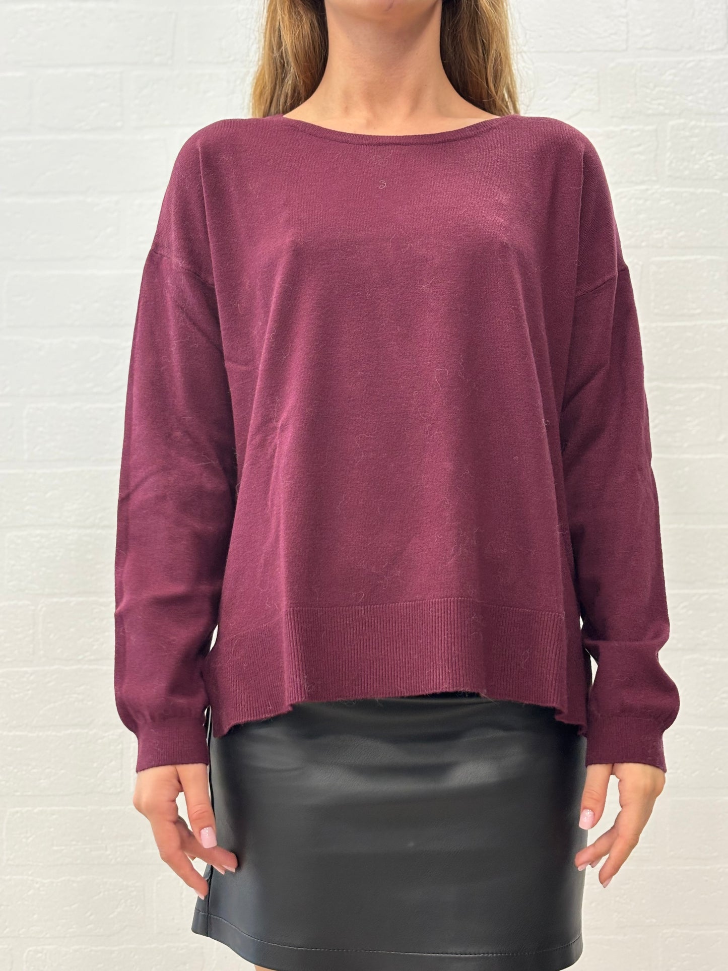 Griffai Maglia girocollo con spacchetti laterali BORDEAUX