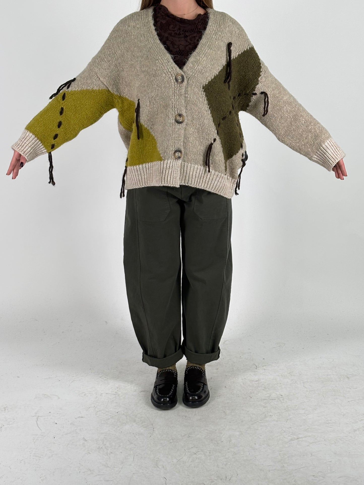 Eco Cardigan cropped collo V MULTICOLOR