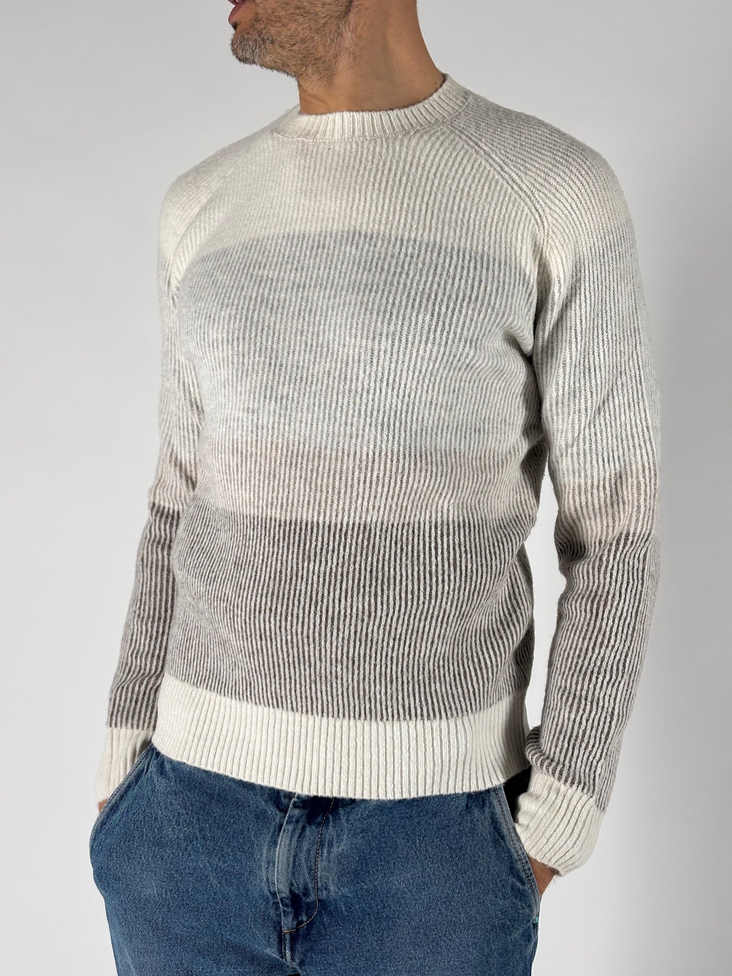 Seinse Maglia girocollo a bande melange PANNA