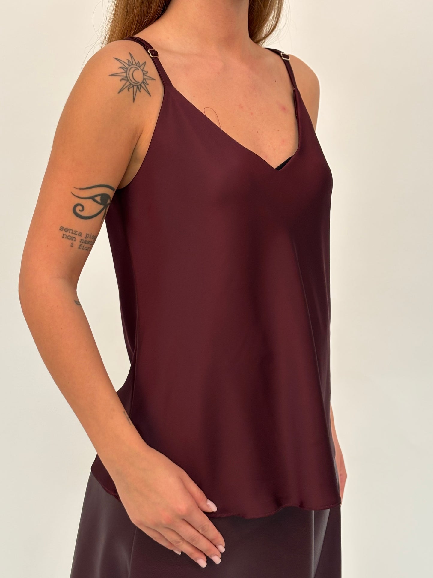 Dixie Canotta effetto raso BORDEAUX