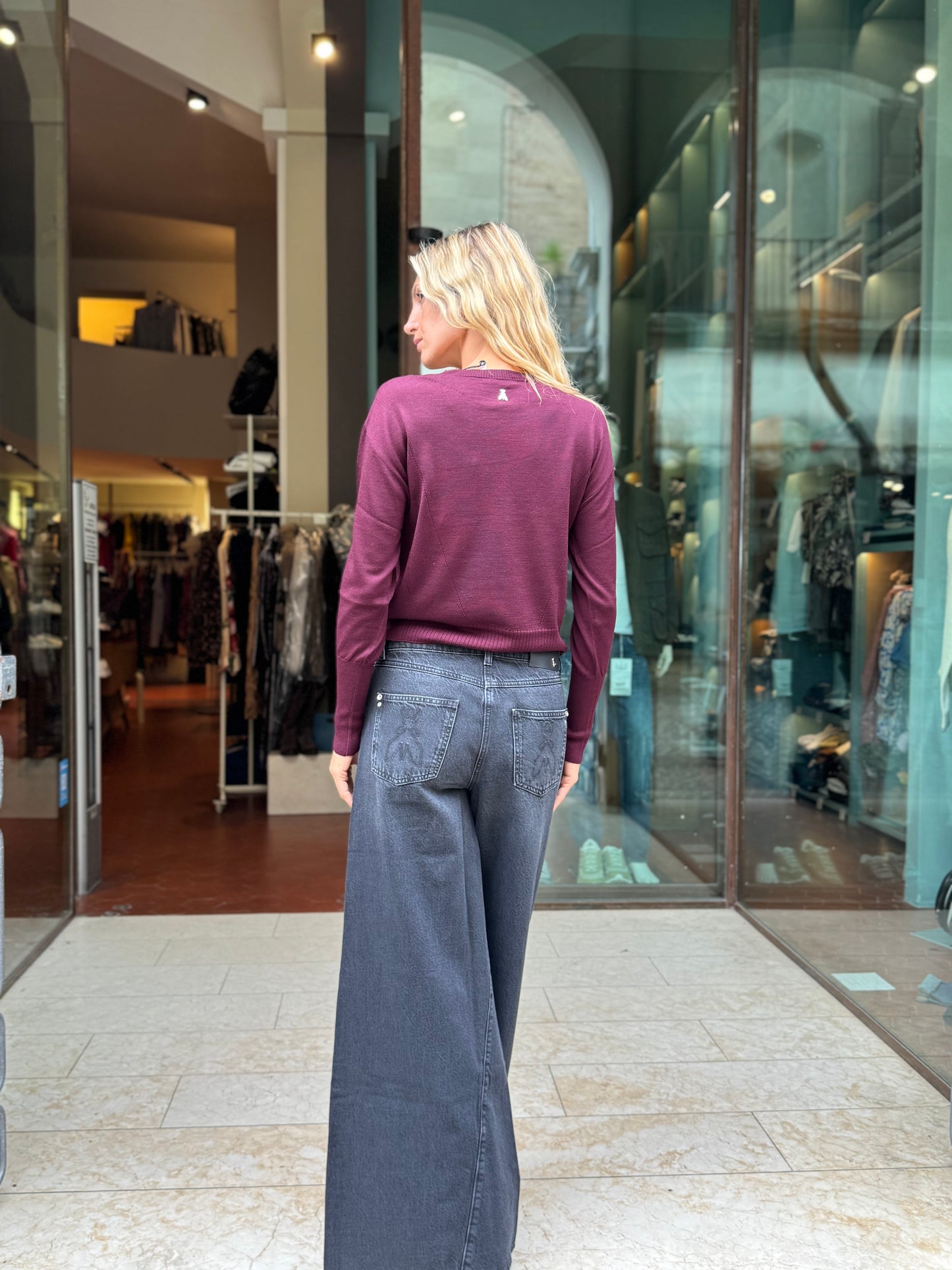 Patrizia Pepe Maglia ml in lana BORDEAUX
