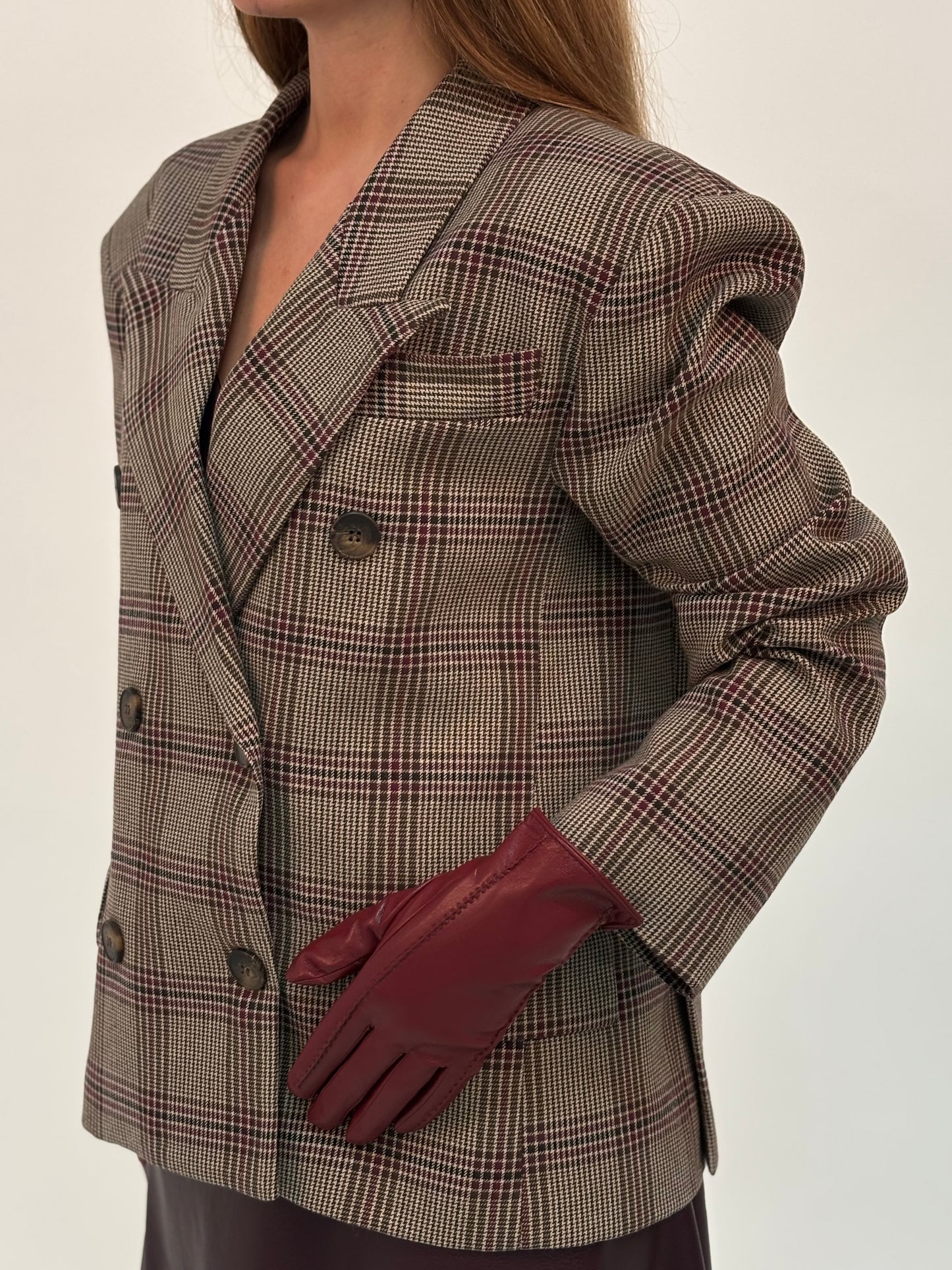 Tensione In Giacca doppiopetto a scacchi MORO/BORDEAUX/PANNA