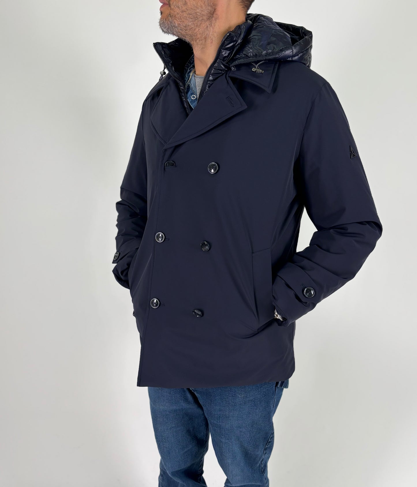 Heskimo Peacoat doppiopetto con pettorina staccabile BLU