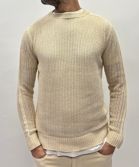 Seinse Maglia m/l girocollo lavorazione a rete BEIGE