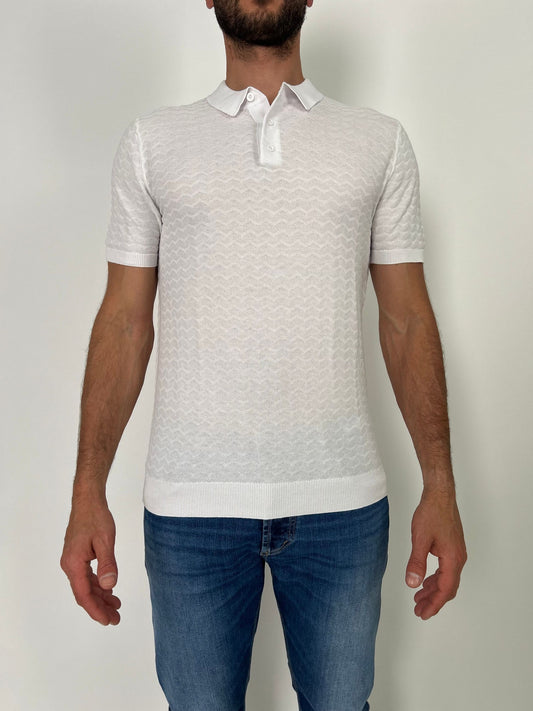 Polo mm in filo di cotone operata zig -zag