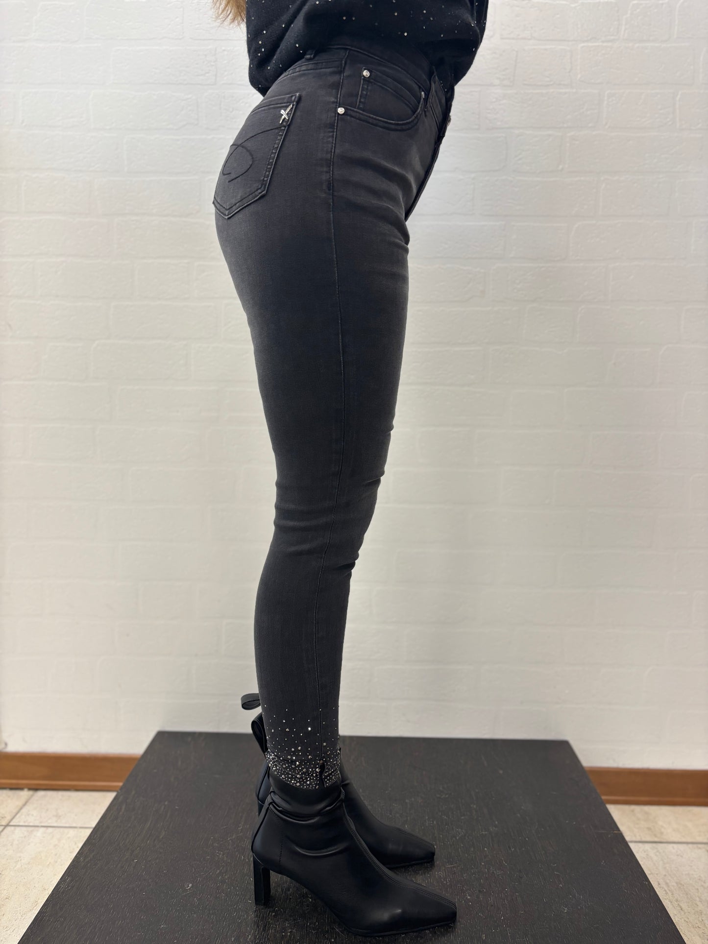 Take Two Jeans con punti luce alla caviglia NERO